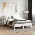 Rama łóżka z wezgłowiem, biała, 120x200 cm, lite drewno sosnowe
