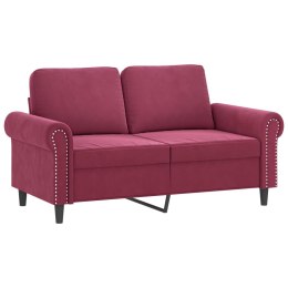 Sofa 2-osobowa, winna czerwień, 120 cm, tapicerowana aksamitem