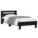 Rama łóżka z wezgłowiem, czarna, 75x190 cm
