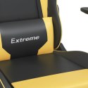 Masujący fotel gamingowy, czarno-złoty, sztuczna skóra