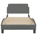 Rama łóżka z zagłówkiem, ciemnoszara, 80x200 cm, obita tkaniną