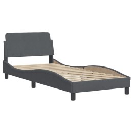 Rama łóżka z zagłówkiem, ciemnoszara, 90x190 cm, aksamitem