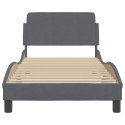 Rama łóżka z zagłówkiem, ciemnoszara, 90x190 cm, aksamitem