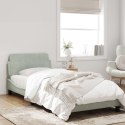 Rama łóżka z zagłówkiem, jasnoszara, 80x200 cm, aksamitna
