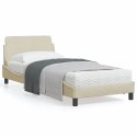 Rama łóżka z zagłówkiem, kremowa, 80x200 cm, obita tkaniną