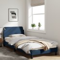 Rama łóżka z zagłówkiem, niebieska, 90x190 cm, obita tkaniną