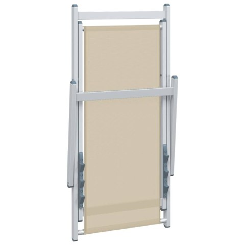 Składane krzesła plażowe, 2 szt, kremowe, aluminium i textilene
