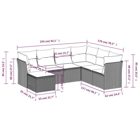 7-cz. zestaw wypoczynkowy do ogrodu, z poduszkami, beżowy