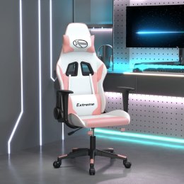 Fotel gamingowy, biało-różowy, sztuczna skóra
