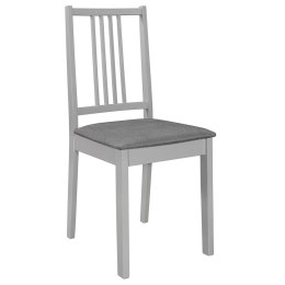 Krzesła z poduszkami, 4 szt., szare, lite drewno