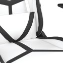 Masujący fotel gamingowy, biało-czarny, sztuczna skóra