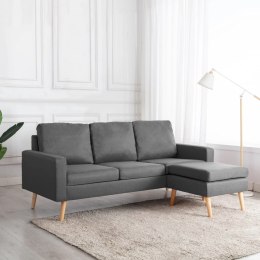 3-osobowa sofa z podnóżkiem, jasnoszara, tapicerowana tkaniną