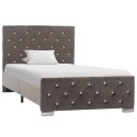 Rama łóżka, szara, tapicerowana aksamitem, 90x200 cm