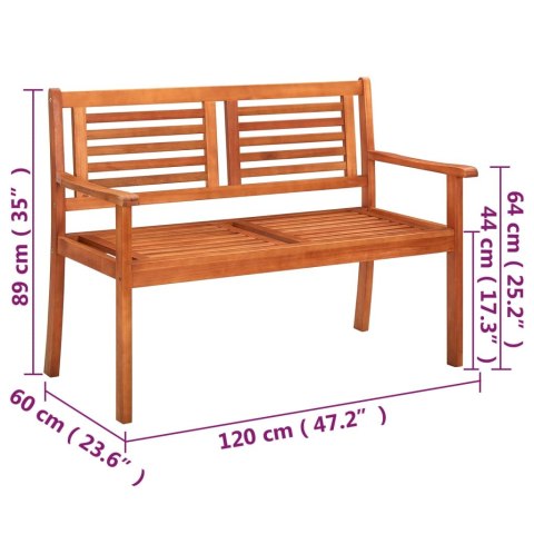 2-os. ławka ogrodowa z poduszką, 120 cm, lity eukaliptus 2-os. ławka ogrodowa z poduszką, 120 cm, lity eukaliptus