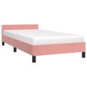 Rama łóżka z zagłówkiem, różowa, 90x200 cm, aksamitna