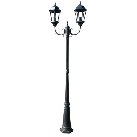 Stojąca lampa ogrodowa 2-ramienna, 230 cm, ciemnozielona/czarna