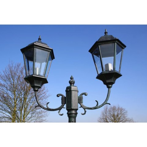 Stojąca lampa ogrodowa 2-ramienna, 230 cm, ciemnozielona/czarna