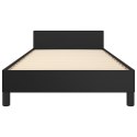 Rama łóżka z zagłówkiem, czarna, 90x200cm, obite sztuczną skórą