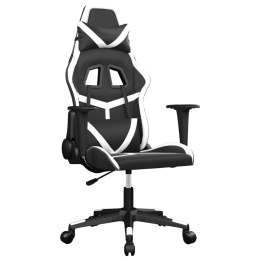 Fotel gamingowy, czarno-biały, sztuczna skóra