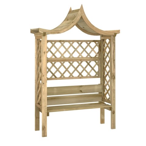 Pergola z daszkiem i ławką, impregnowane drewno sosnowe Pergola z daszkiem i ławką, impregnowane drewno sosnowe