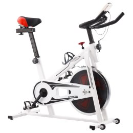Rower treningowy do ćwiczeń, z pomiarem pulsu, biało-czerwony