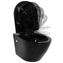 Podwieszana toaleta ceramiczna ze spłuczką podtynkową, czarna
