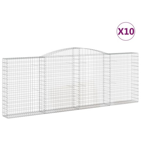Kosze gabionowe, 10 szt, 400x30x140/160cm, galwanizowane żelazo Kosze gabionowe, 10 szt, 400x30x140/160cm, galwanizowane żelazo