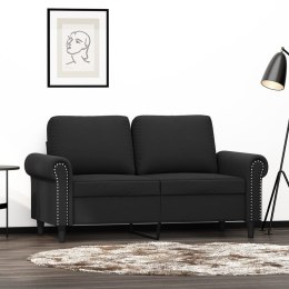 Sofa 2-osobowa, czarna, 120 cm, tapicerowana aksamitem