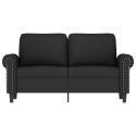 Sofa 2-osobowa, czarna, 120 cm, tapicerowana aksamitem