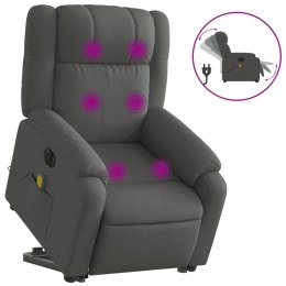 Podnoszony fotel masujący, elektryczny, rozkładany, ciemnoszary