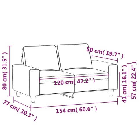 2-osobowa sofa, kremowa, 120 cm, tapicerowana tkaniną