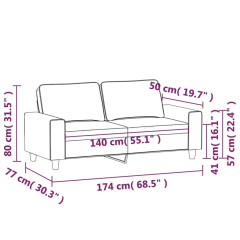 2-osobowa sofa, kremowa, 140 cm, tapicerowana tkaniną
