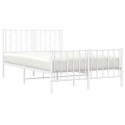 Metalowa rama łóżka z wezgłowiem i zanóżkiem, biała, 120x200 cm
