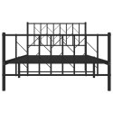 Metalowa rama łóżka z wezgłowiem i zanóżkiem, czarna, 107x203cm