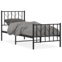 Metalowa rama łóżka z wezgłowiem i zanóżkiem, czarna, 75x190 cm