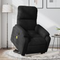 Podnoszony fotel masujący, rozkładany, czarny, mikrofibra