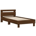 Rama łóżka z wezgłowiem, brązowy dąb, 90x200 cm