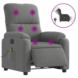 Rozkładany fotel elektryczny, masujący, ciemnoszary, mikrofibra