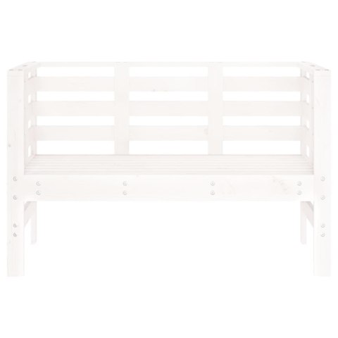 Ławka ogrodowa, biała, 111,5x53x71 cm, lite drewno sosnowe