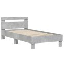 Rama łóżka z wezgłowiem, szarość betonu, 90x190 cm