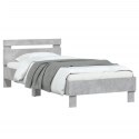Rama łóżka z wezgłowiem, szarość betonu, 90x190 cm