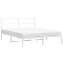 Metalowa rama łóżka z wezgłowiem, biała, 160x200 cm