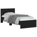 Rama łóżka z wezgłowiem, czarna, 75x190 cm