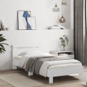 Rama łóżka z wezgłowiem i LED, biała, 75x190 cm