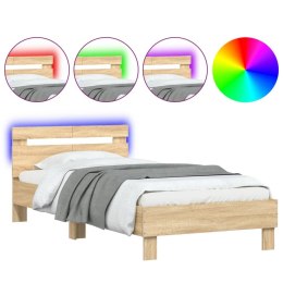 Rama łóżka z wezgłowiem i LED, dąb sonoma, 100x200 cm