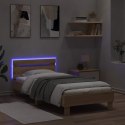 Rama łóżka z wezgłowiem i LED, dąb sonoma, 75x190 cm