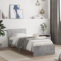Rama łóżka z wezgłowiem, szarość betonu, 75x190 cm