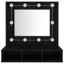Szafka z lustrem i oświetleniem LED, czarna, 60x31,5x62 cm