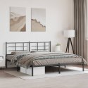 Metalowa rama łóżka z wezgłowiem, czarna, 180x200 cm