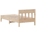 Rama łóżka z wezgłowiem, 90x190 cm, lite drewno sosnowe